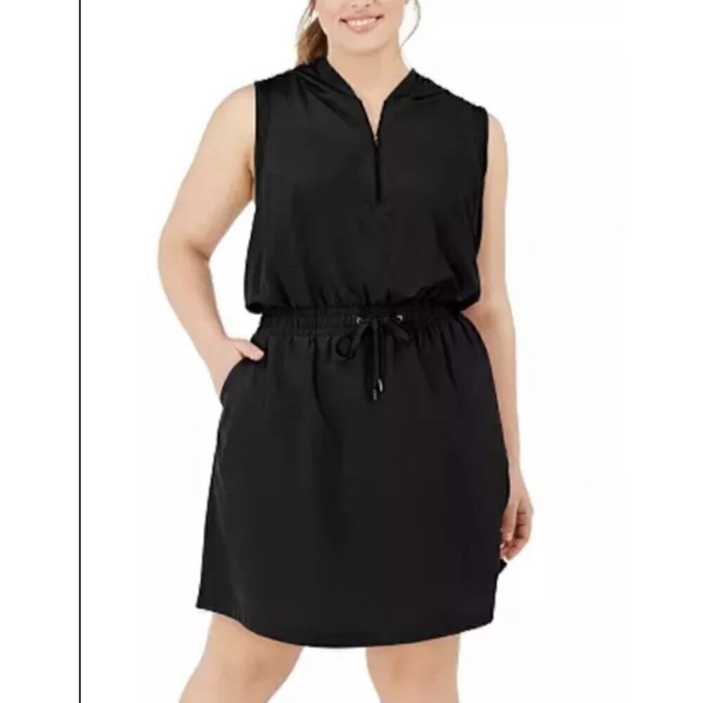 Ideology Black Sleeveless Hooded Active Dress Plus Size 1X